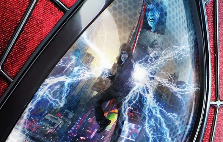 Padouch Electro na třech plakátech The Amazing Spider-Man 2